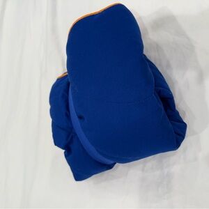 Jet blue travel Blue and Orange Puffer blanket